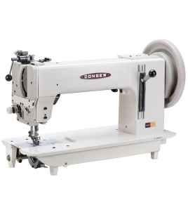 Consew 2040 Single Needle Extra Heavy Duty Large Shuttle Hook Compound Walking Foot Sewing Machine with Table and Servo Motor