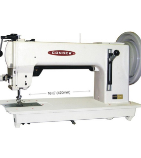 Consew 2040 Single Needle Extra Heavy Duty Large Shuttle Hook Compound Walking Foot Sewing Machine with Table and Servo Motor