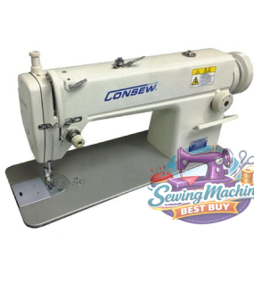 Consew 7360R-2SS Single Needle Lockstitch Sewing Machine with Assembled Table and Servo Motor