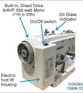 Consew 7360R-7DD Sewing Machine with Assembled Table and Motor