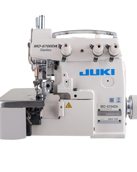 Juki MO-6704-150 Pearl 1.6mm Rolled Hem 3-Thread High-speed Overlock / Safety Stitch Industrial Serger Includes Table and Servo Motor (Table Comes Assembled)